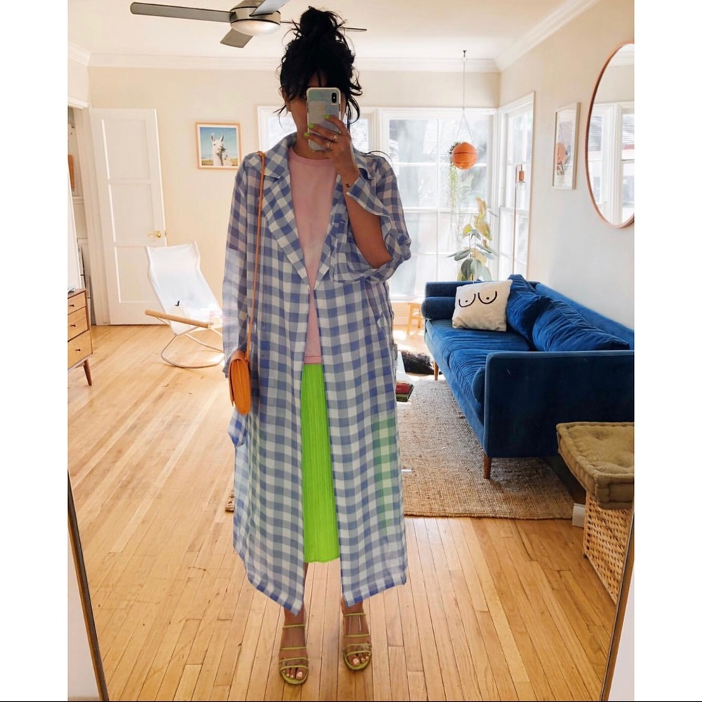 Sheer Blue Gingham Trench